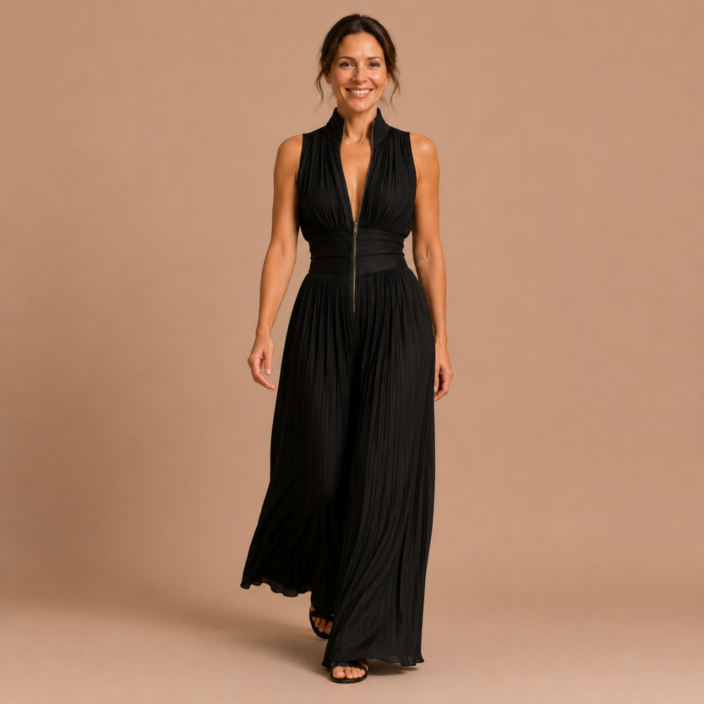 Sabina Elegant Floral Pleated Jumpsuit