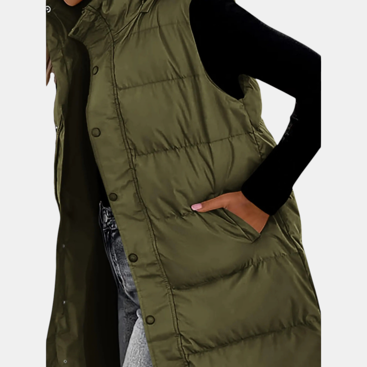 Women’s Quilted Hooded Longline Puffer Vest