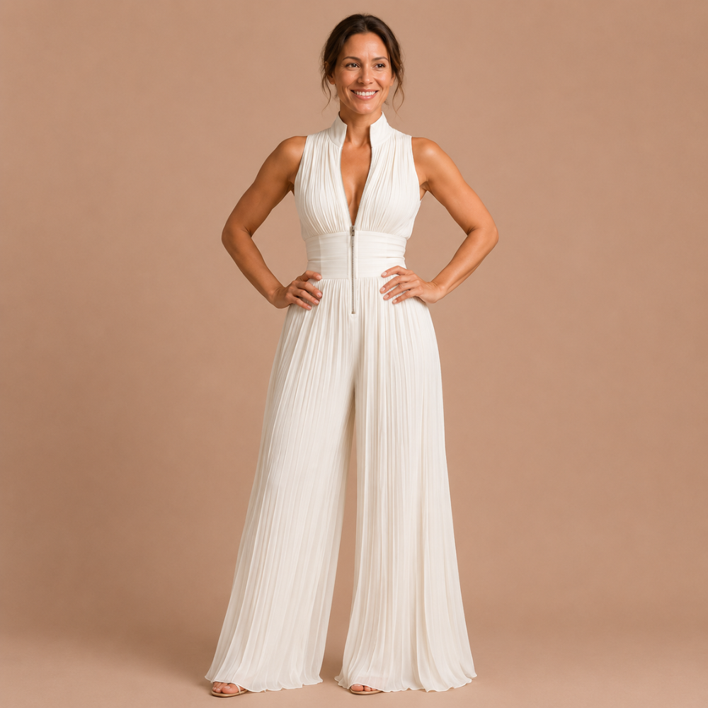 Sabina Elegant Floral Pleated Jumpsuit