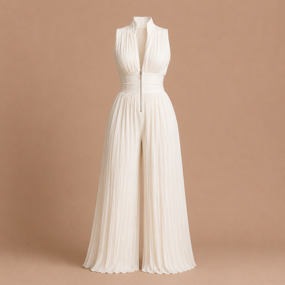 Sabina Elegant Floral Pleated Jumpsuit