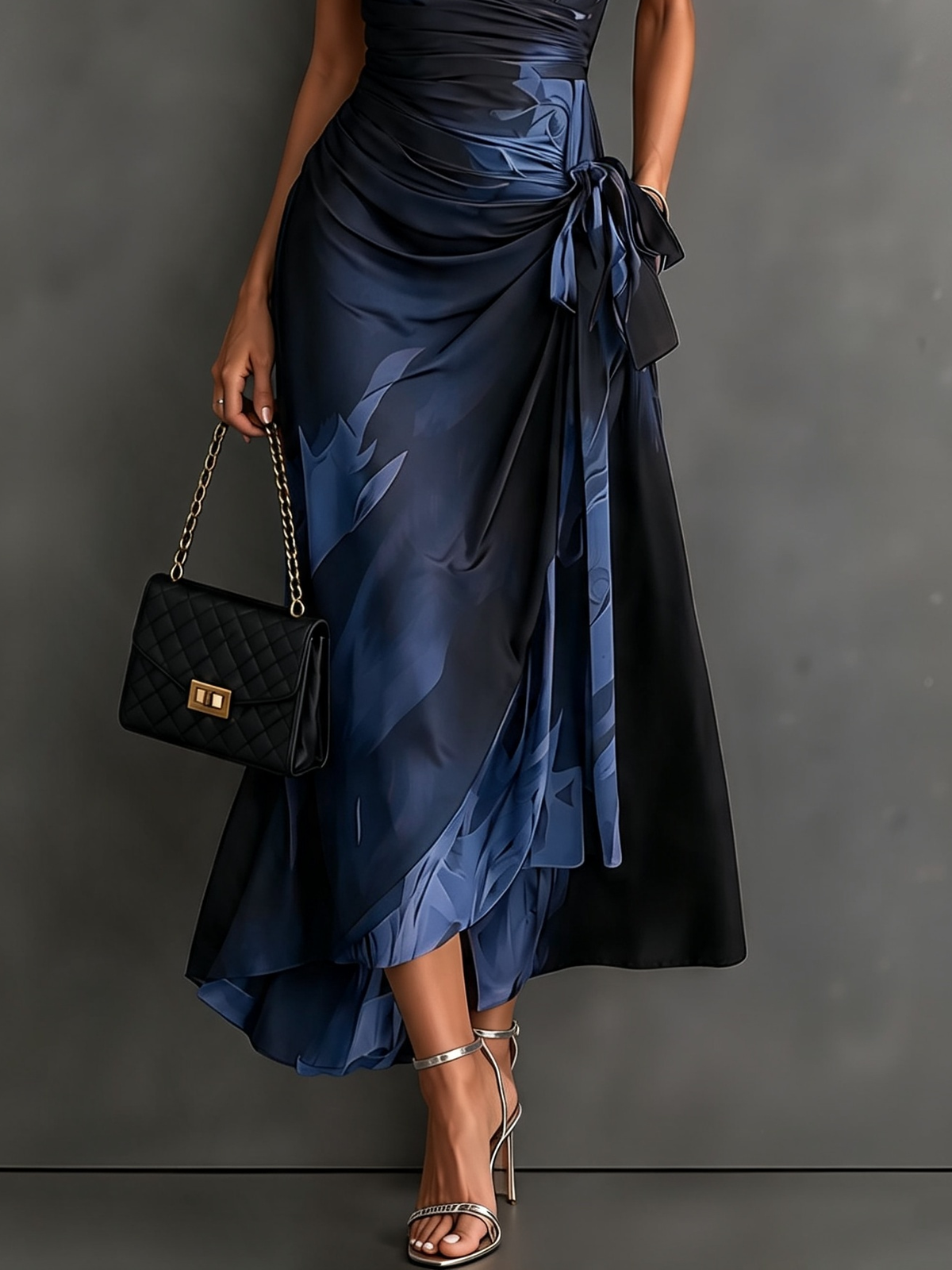Mirella Midnight Rose Wrap Maxi Dress