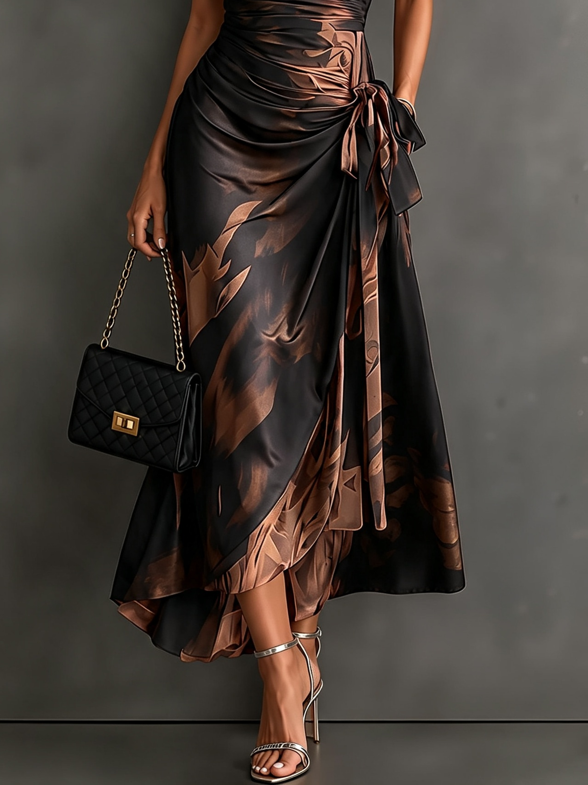 Mirella Midnight Rose Wrap Maxi Dress