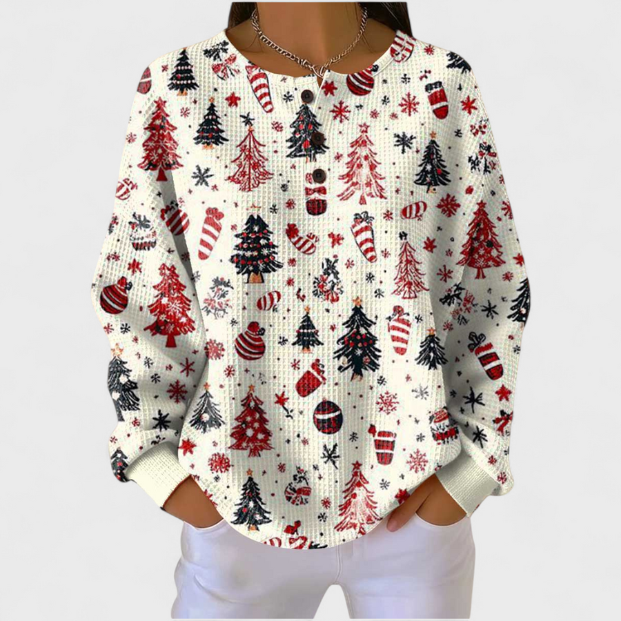 Women’s Christmas Floral Print Pullover Sweater