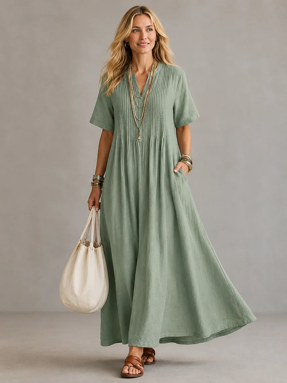 Genesis Flowing V-Neck Maxi Dress