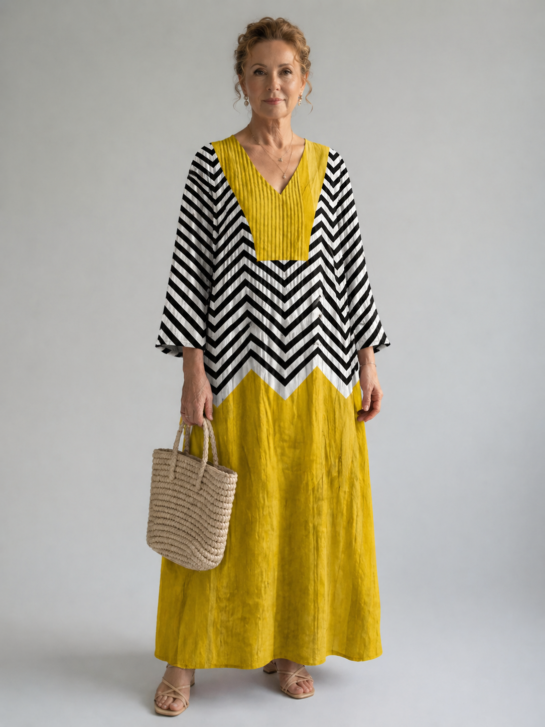 Women’s Elegant Geometric Print Evening Dress