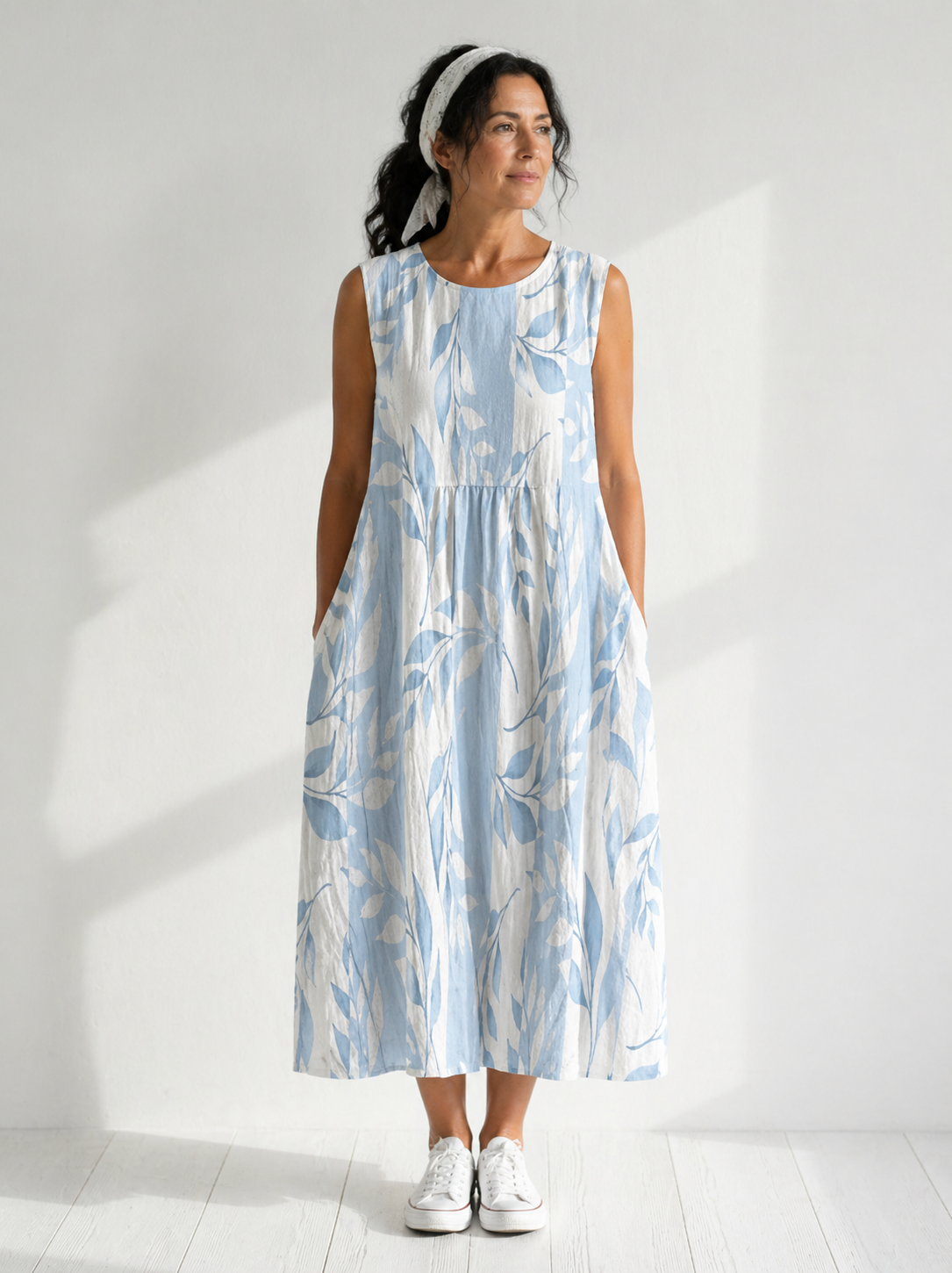 Women’s Leaf Print Midi Dress