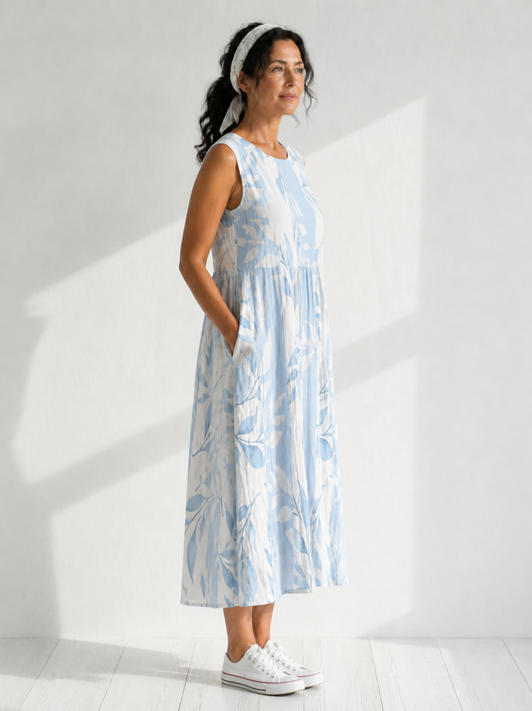 Women’s Leaf Print Midi Dress