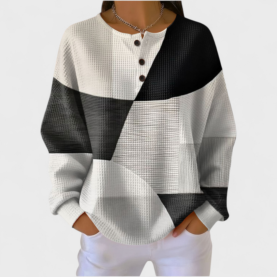 Women’s Color Block Geometric Pullover Sweater