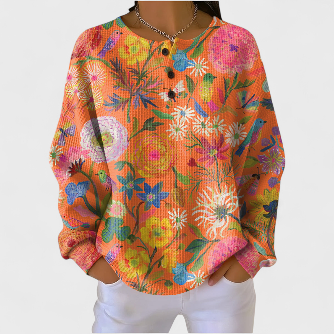 Women’s Colorful Floral Print Pullover Sweater