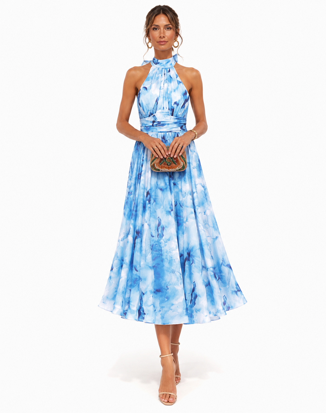 Luciana Watercolor Halter Maxi Dress