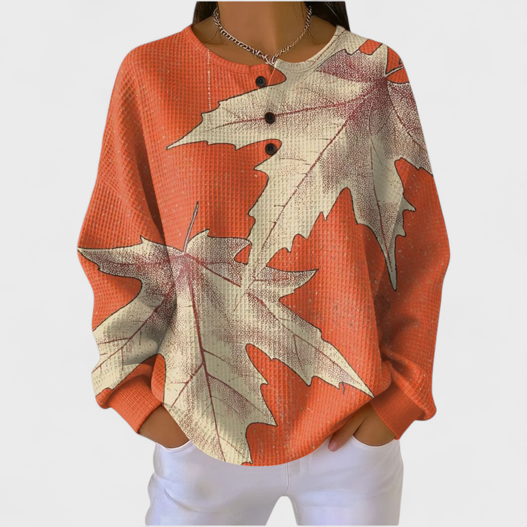 Women’s Floral Print Crewneck Pullover Sweater