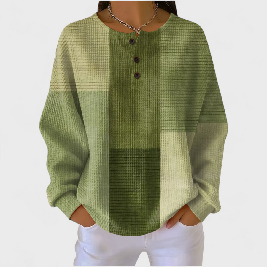 Women’s Solid Green Knit Crewneck Pullover Sweater