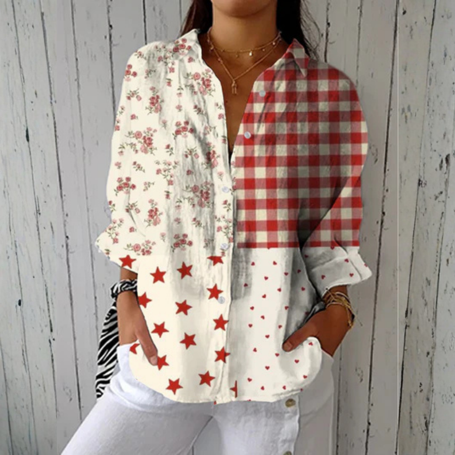 Women’s Boho Patchwork Peasant Blouse
