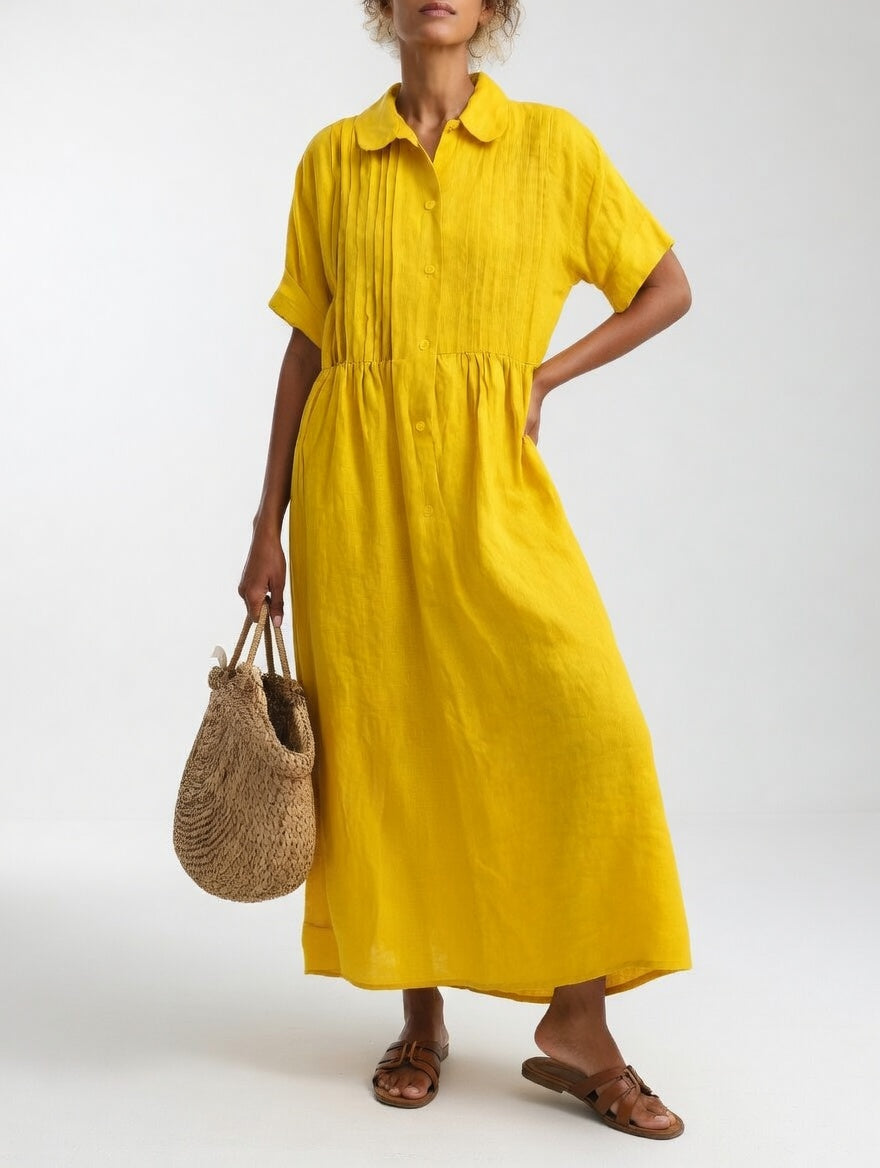 Alina Elegant Cotton Shirt Maxi Dress