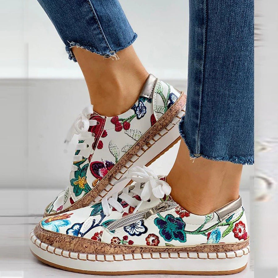 Oluchi Floral Orthopedic Zipper Sneakers