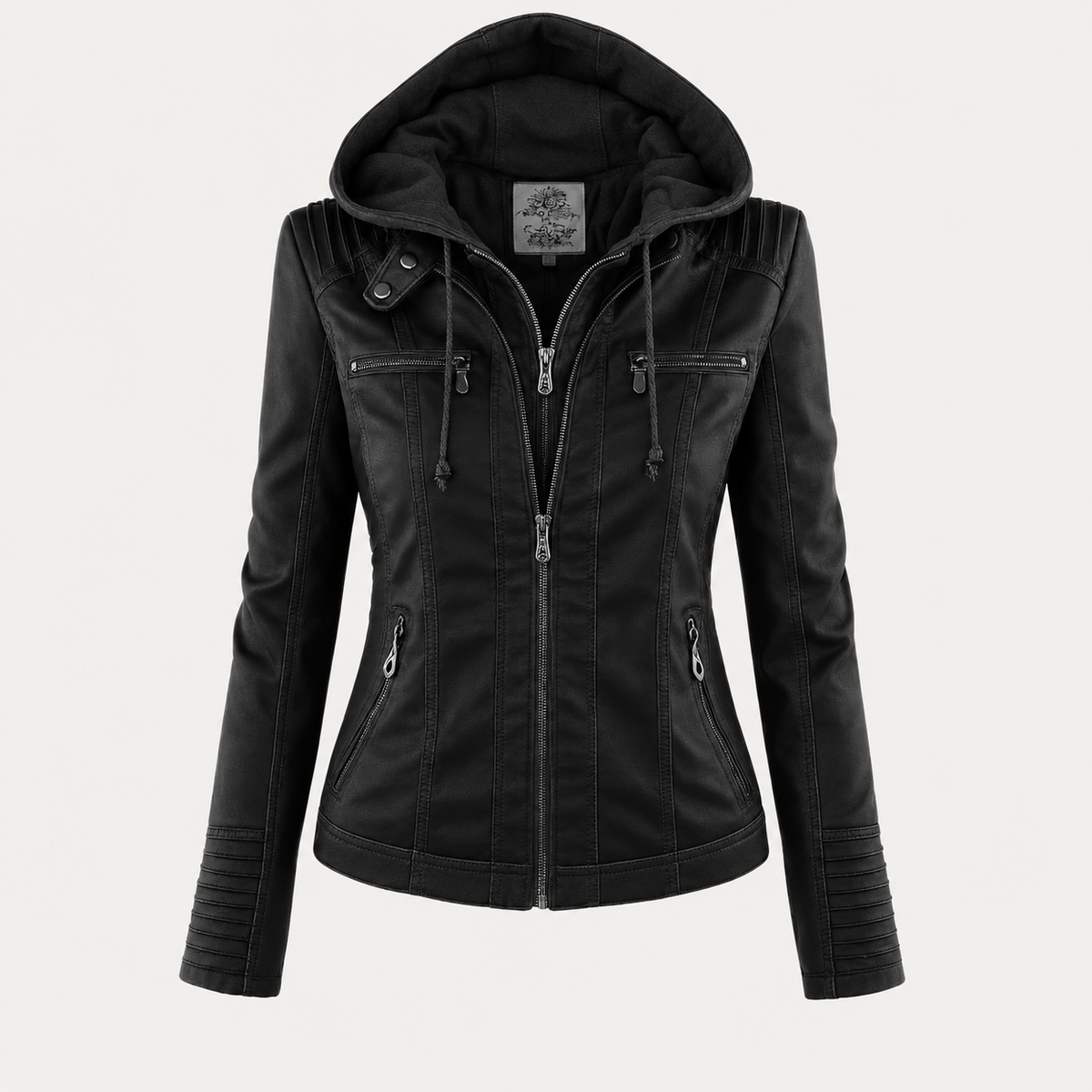 Women’s Hooded Biker Zip Up Jacket
