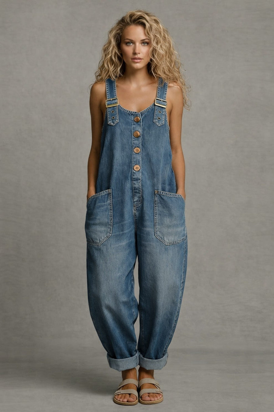 Vianne™ Relaxed Denim Utility Jumpsuit