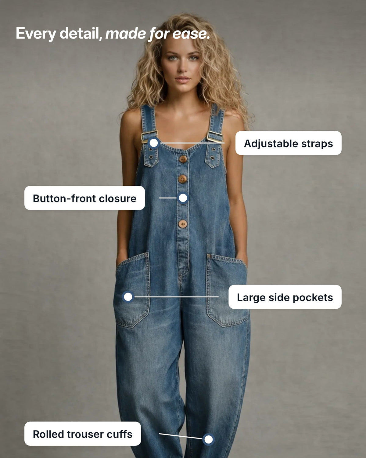 Vianne™ Relaxed Denim Utility Jumpsuit