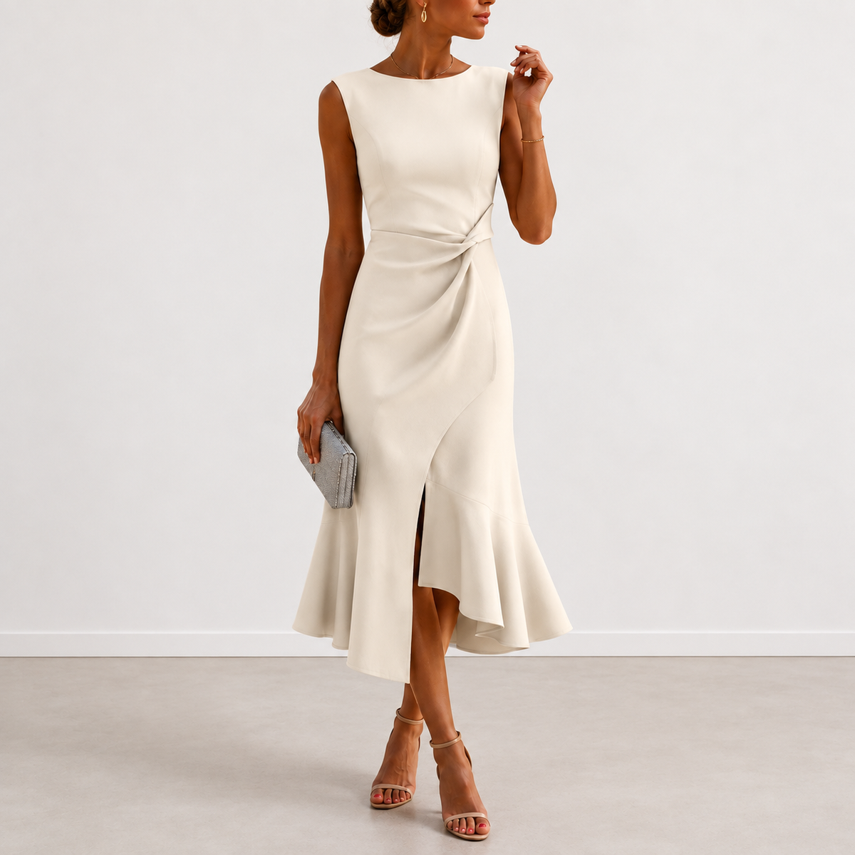 Fiorina Elegant Draped Midi Dress