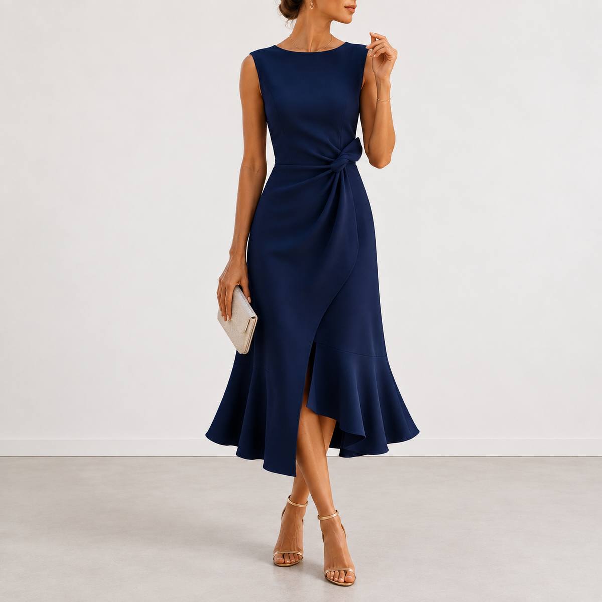 Fiorina Elegant Draped Midi Dress