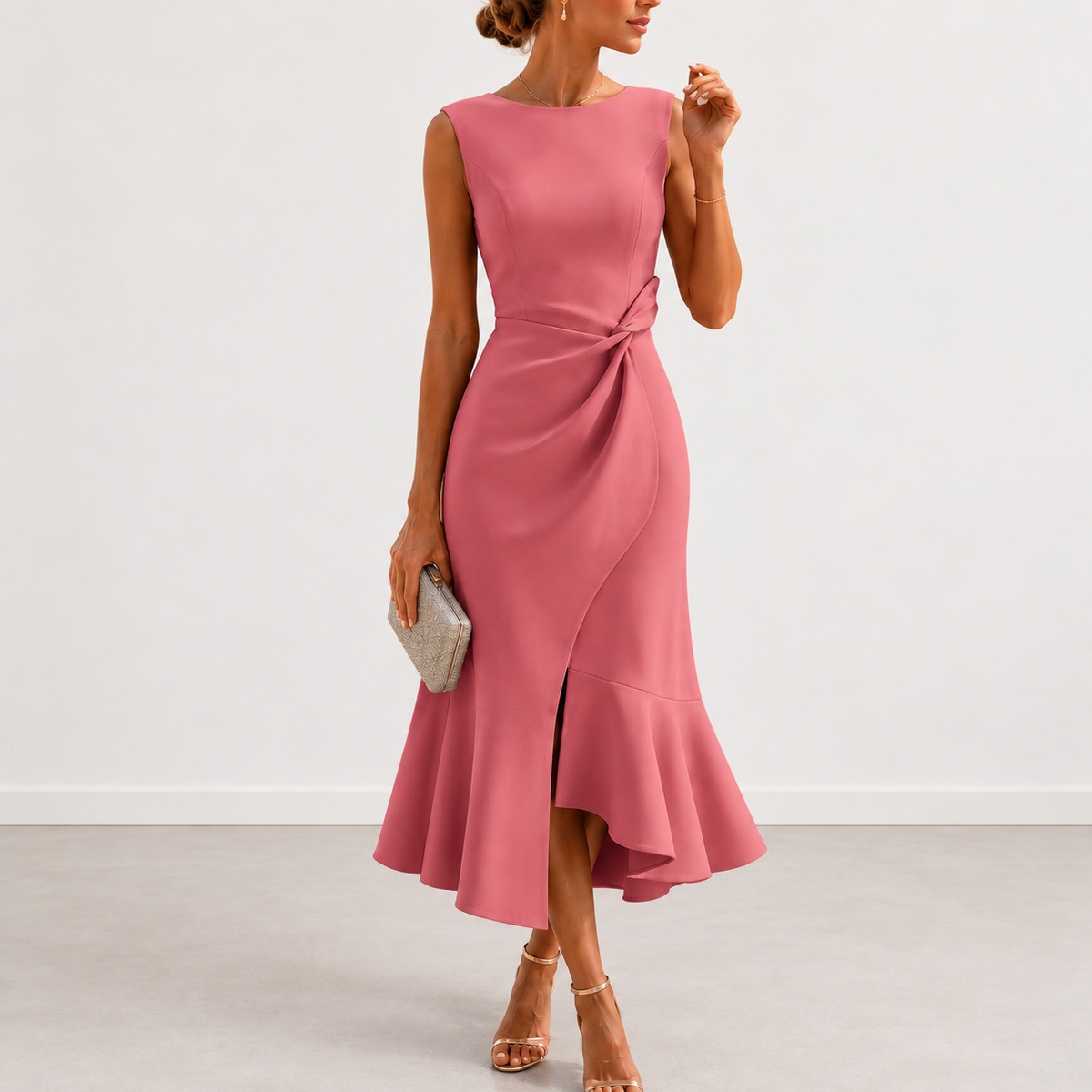 Fiorina Elegant Draped Midi Dress