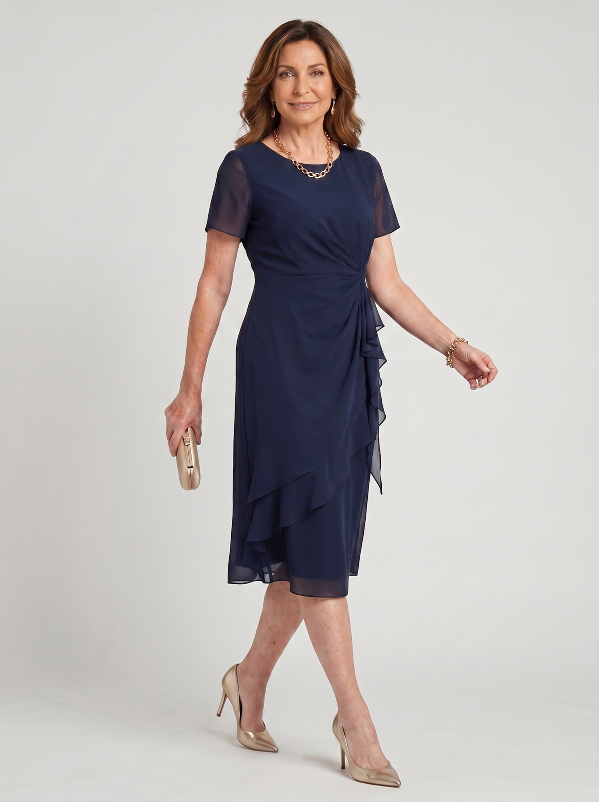 Blake Elegant Chiffon Draped Dress