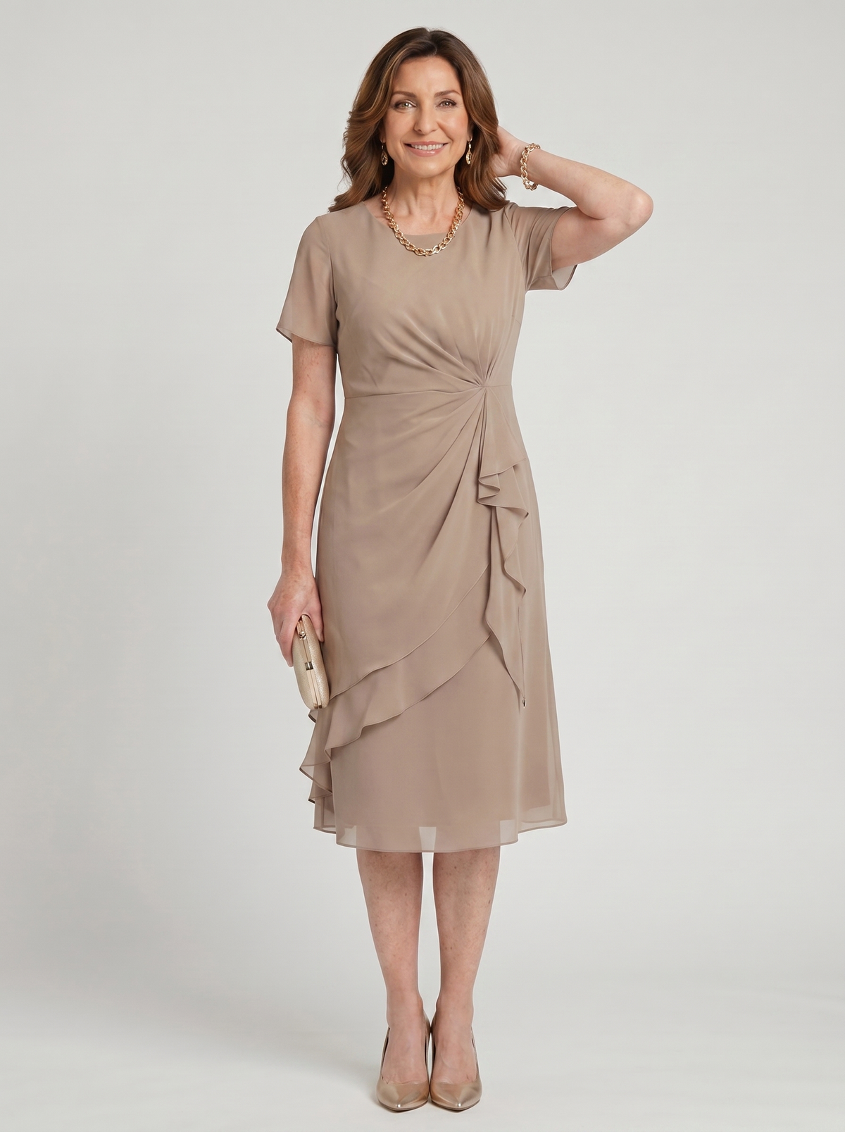 Blake Elegant Chiffon Draped Dress