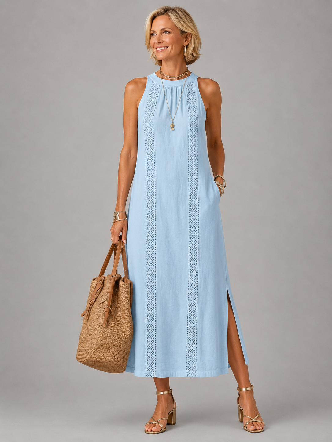 Emberly Relaxed Embroidered Midi Dress