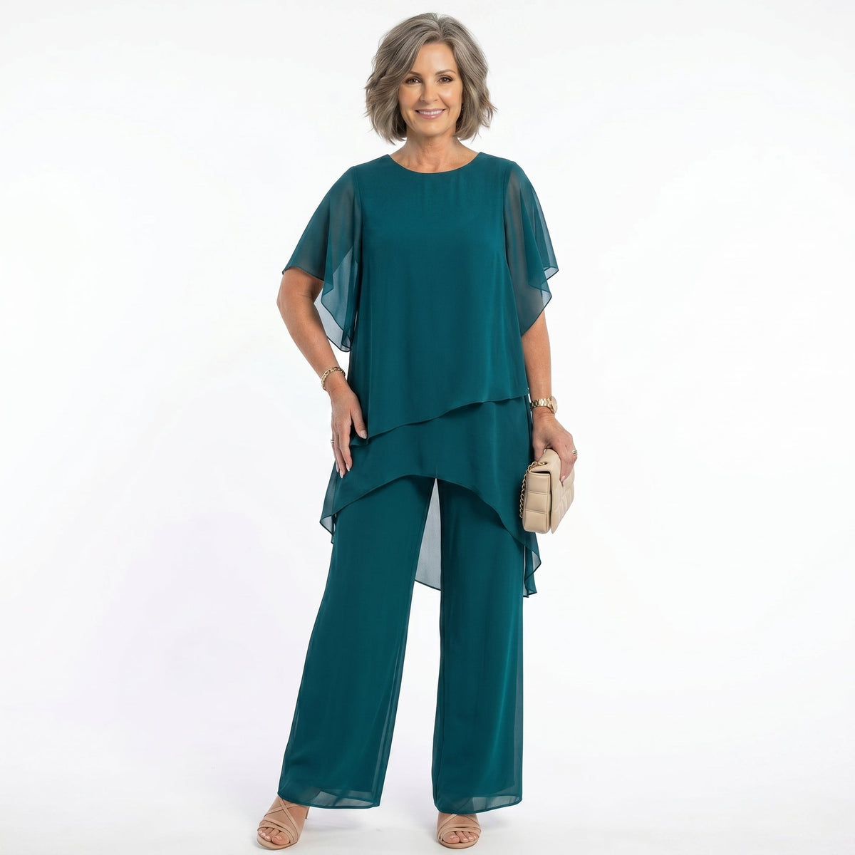 Arabella Tiered Tunic & Wide-Leg Trouser Set