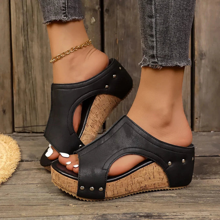 Emmie Studded Wedge Sandals