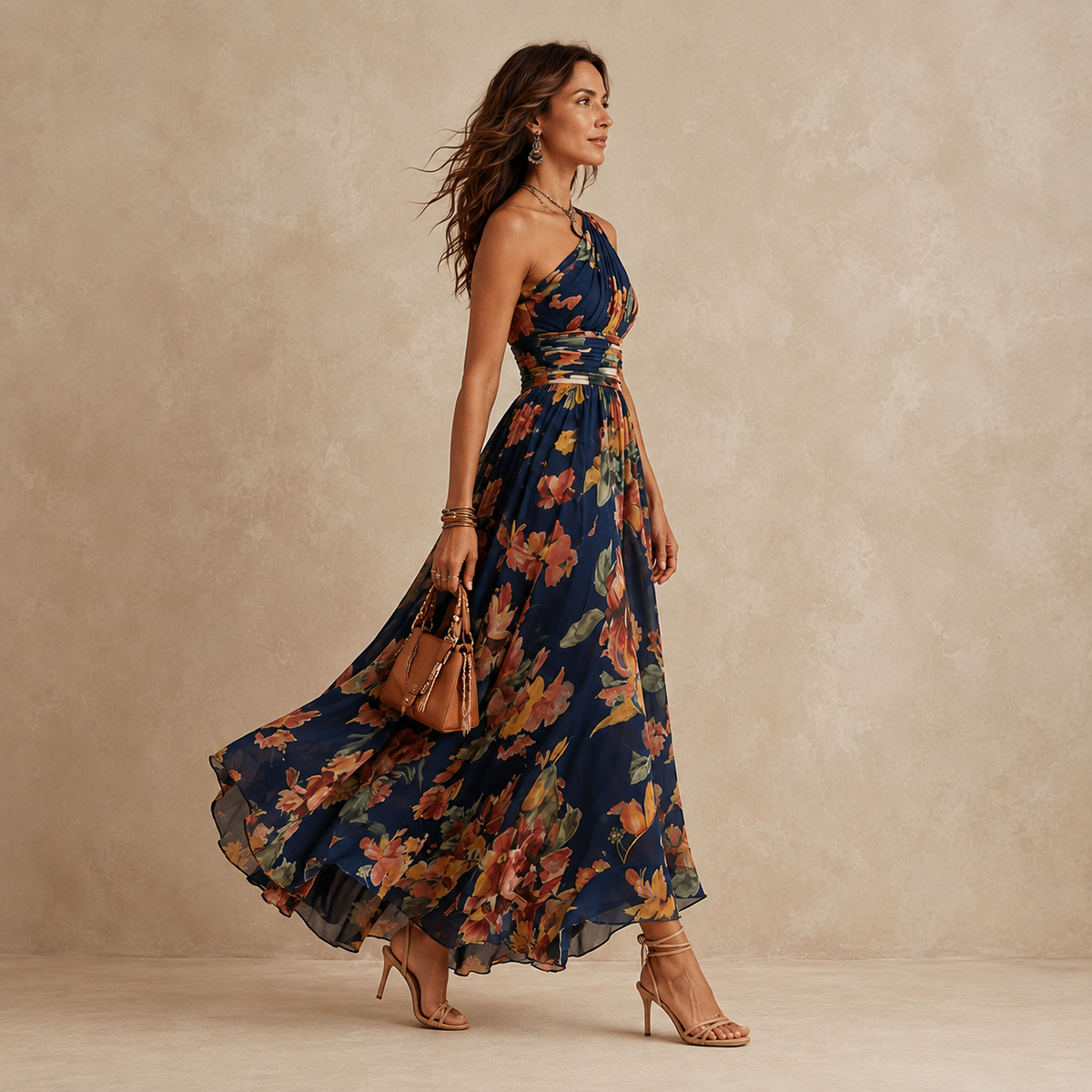 Liora One-Shoulder Chiffon Maxi Dress
